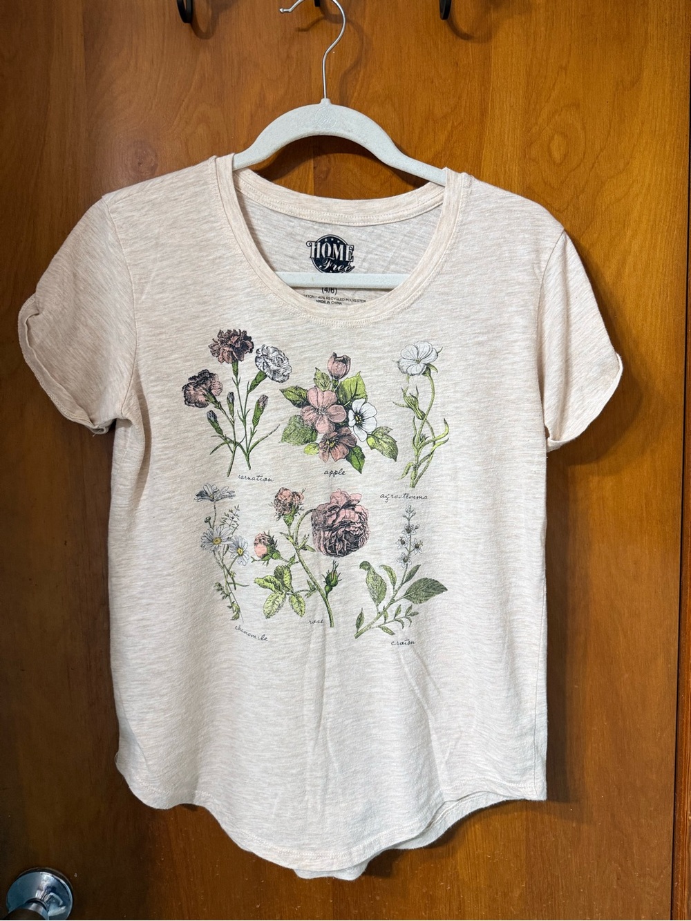 Cream Floral Short Sleeve Tee